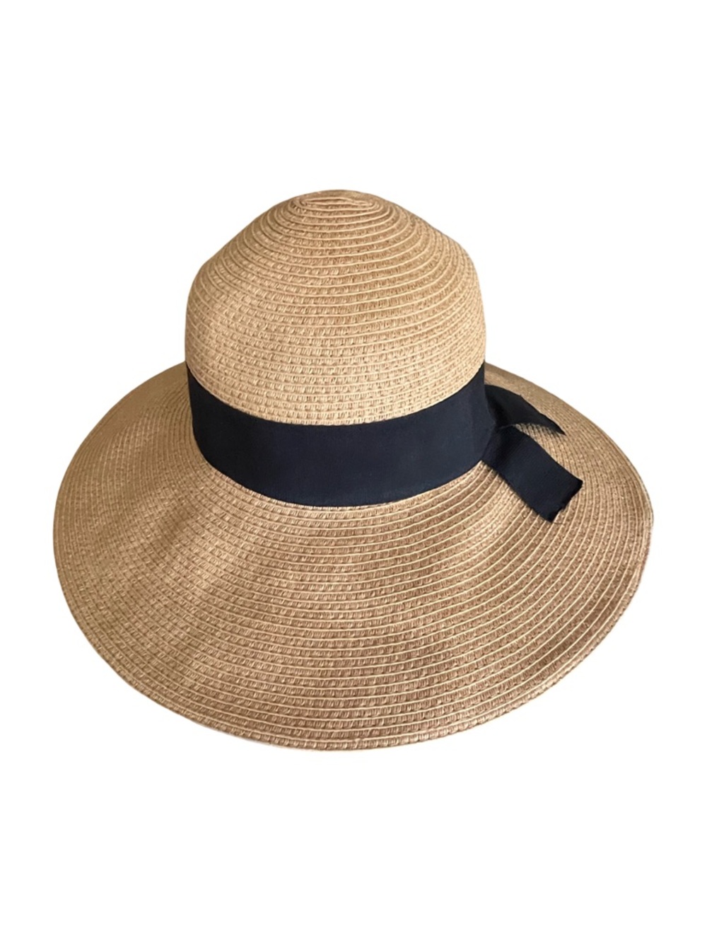 Nordstrom Wide Brim Straw Sun Hat with Black Ribbon Band - Picture 2 of 12